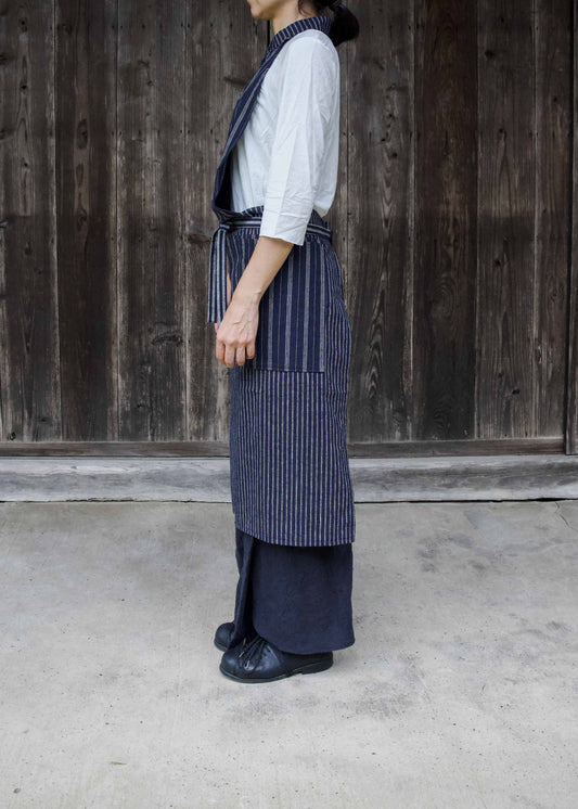 APRON SHIRT -NAVY-