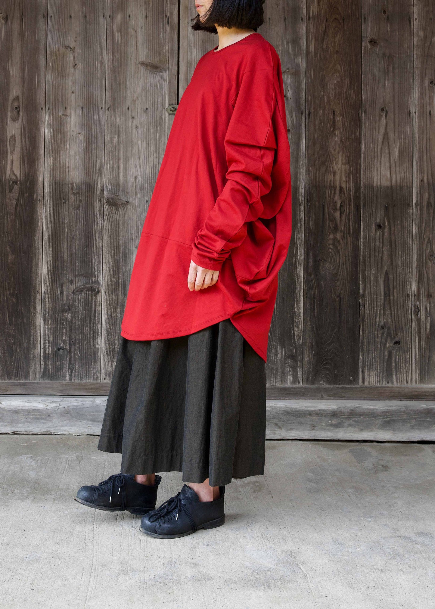 CIRCLE T-SHIRT L/S  SUN RED