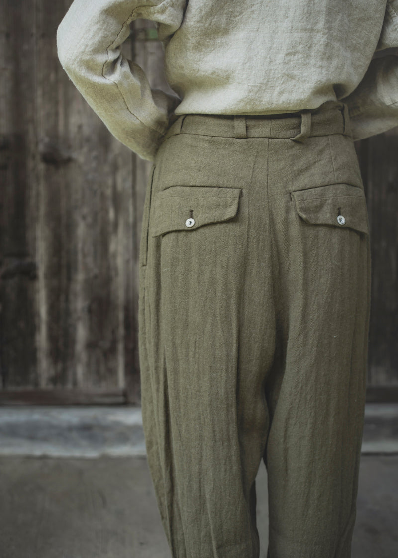 HERRINGBONE WASHED PANTS